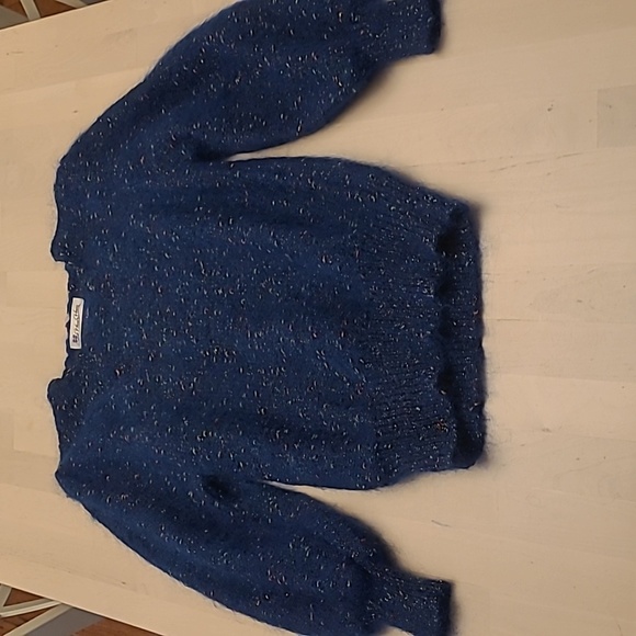 VTG 1970s Haur Hiwa Fuzzy Metallic Detail and Pleated Shoulders Sweater - Picture 1 of 14